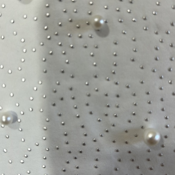 EMBELLISHED PURLES BEADED MAXI WHITE SKIRT OPEN SIDE - Picture 7 of 8